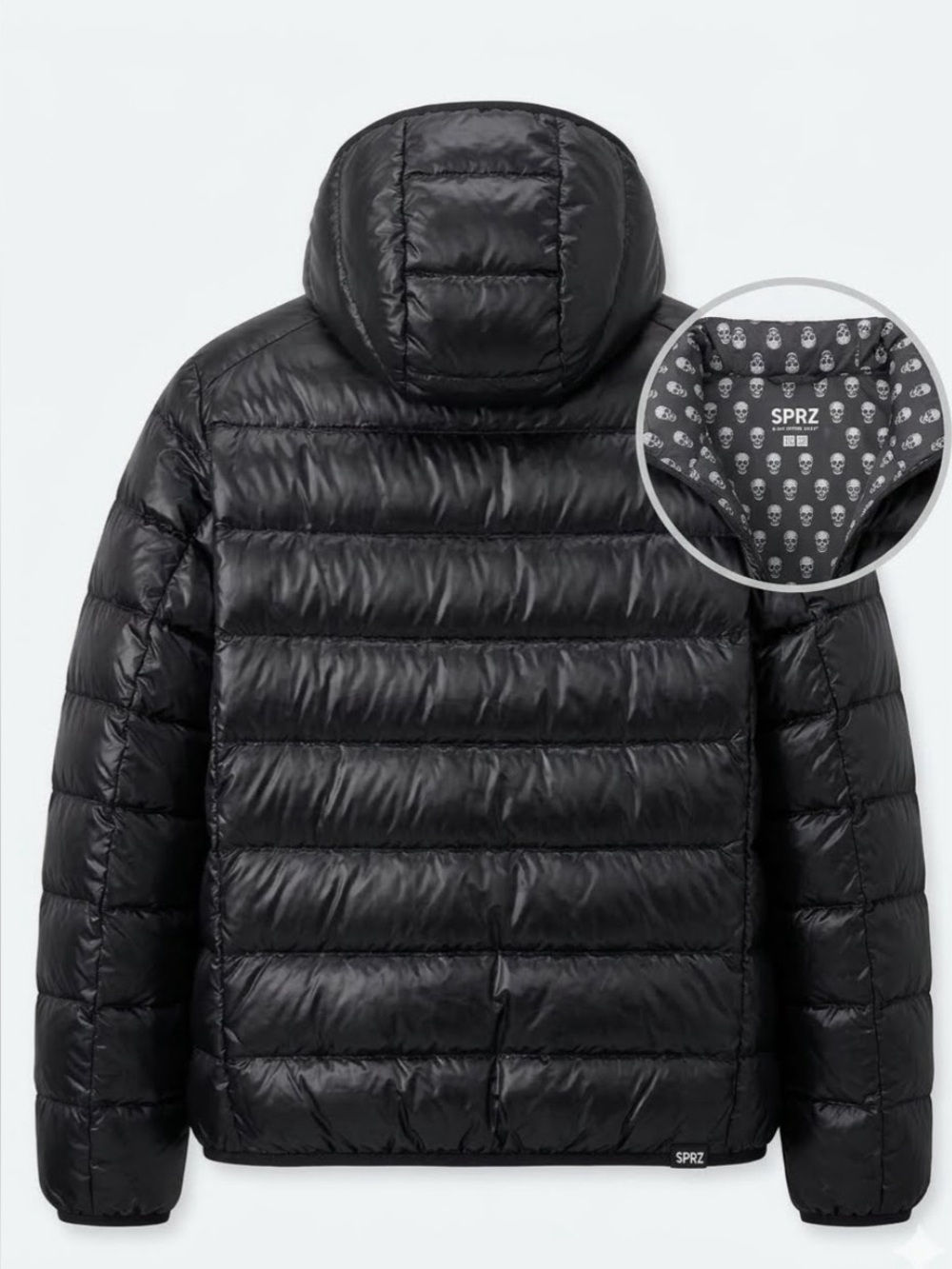 UNIQLO SPRZ NY Andy Warhol Skull Lining Hooded Ultra Light Down Puffer J